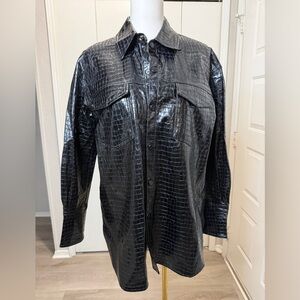 Zara Black Crocodile Pattern Shirt Jacket